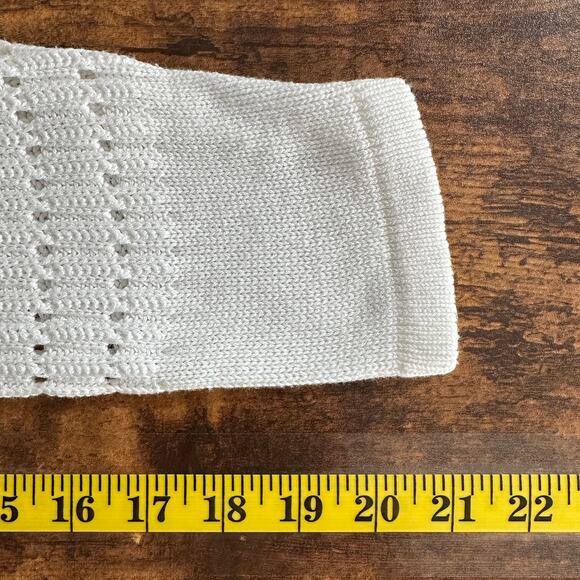 Cardigan Sweater White Medium Cotton Blend Open Crochet Kimono Boho Cottagecore - Picture 6 of 9